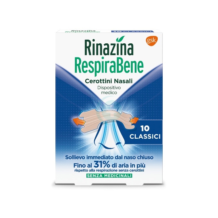 Gsk Linea Dispositivi Medici Rinazina Respirabene 10 Cerotti Nasali Classici