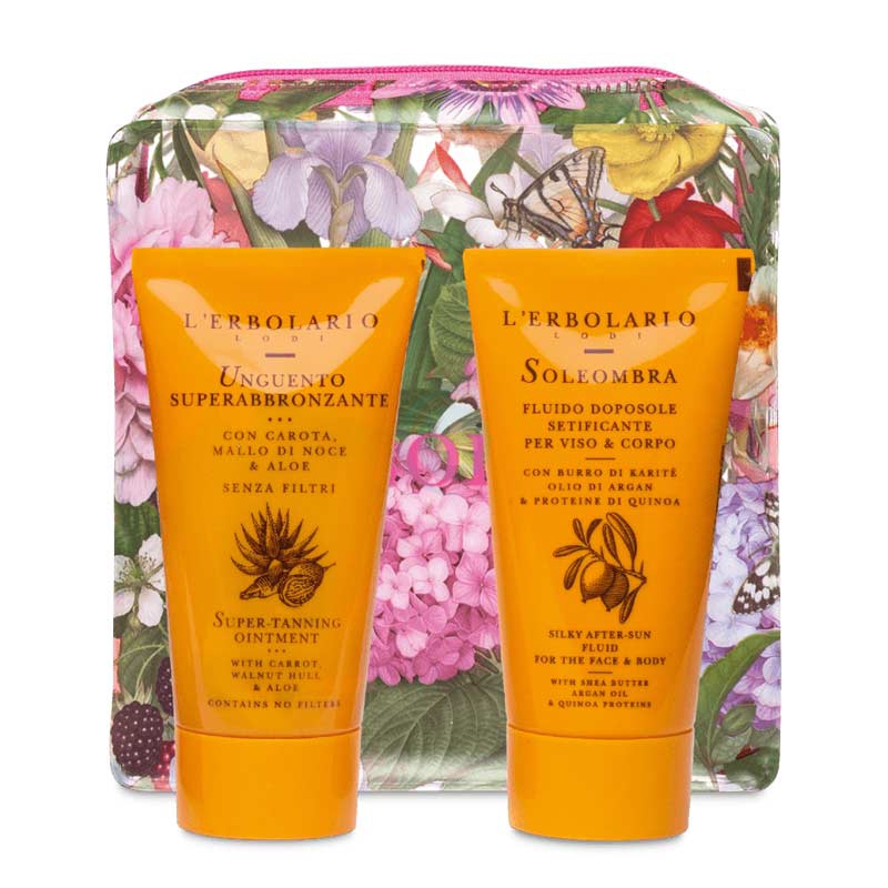 L'Erbolario Linea Solare SPF15 Pochette Fucsia Unguento Superabbronz + Soleombra