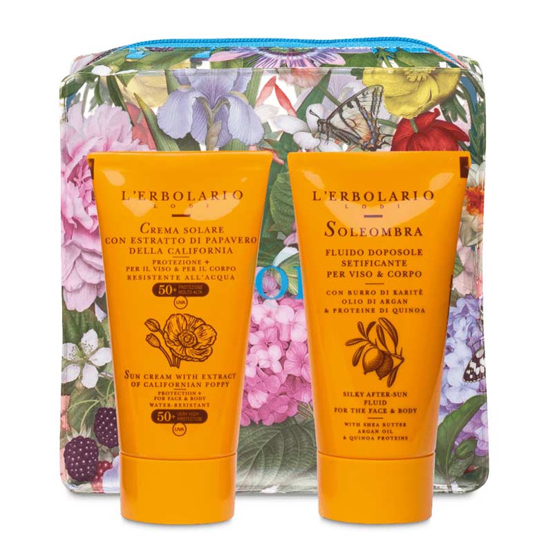 L'Erbolario Linea Solare SPF50+ Pochette Turchese Crema Protettiva + Soleombra